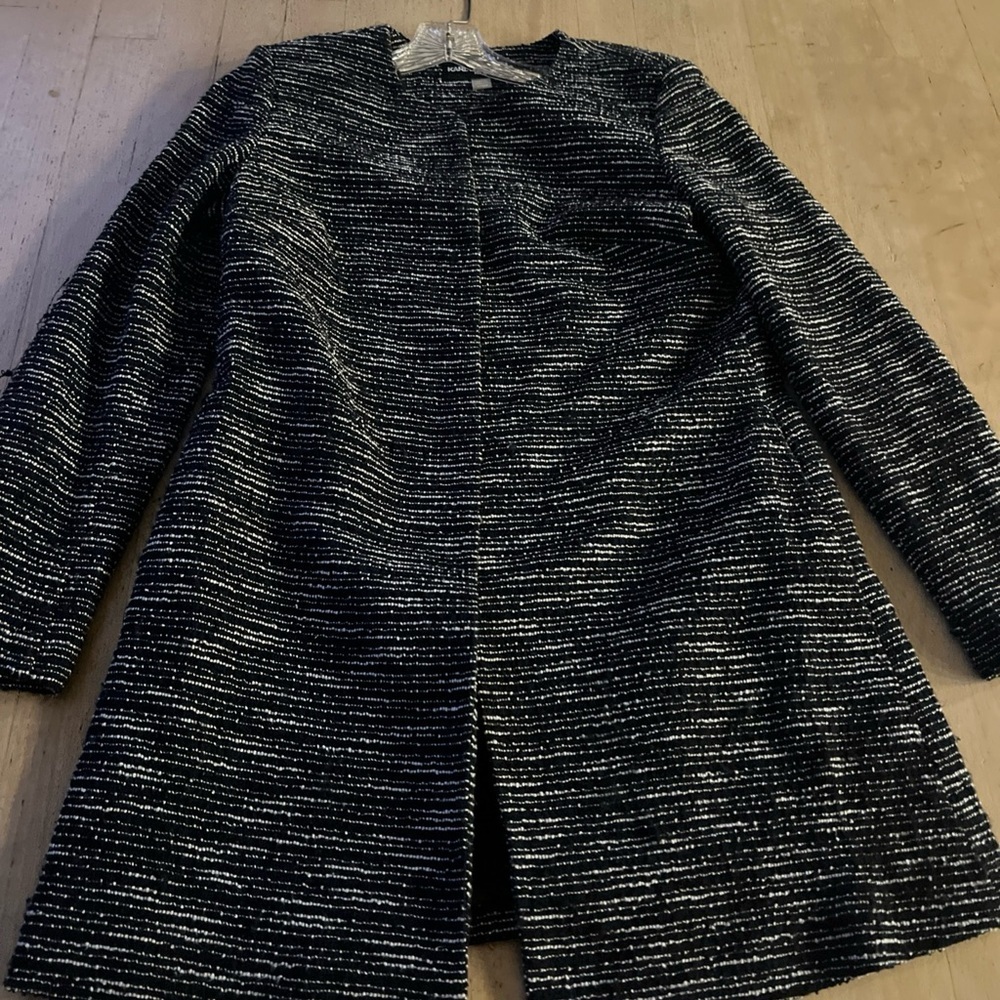 Karl Lagerfeld Jacket Womens Small Black Split Neck Textured Tweed